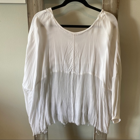 Pills for Anthropologie White Oversize Swing Blouse | Size M/L - Picture 7 of 9